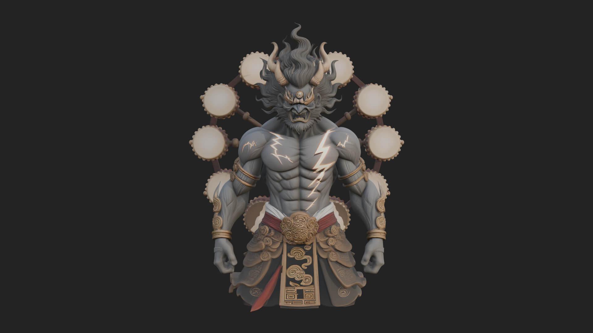 Thunder Drum God Statue Design 1 3D Print Model 3D Model