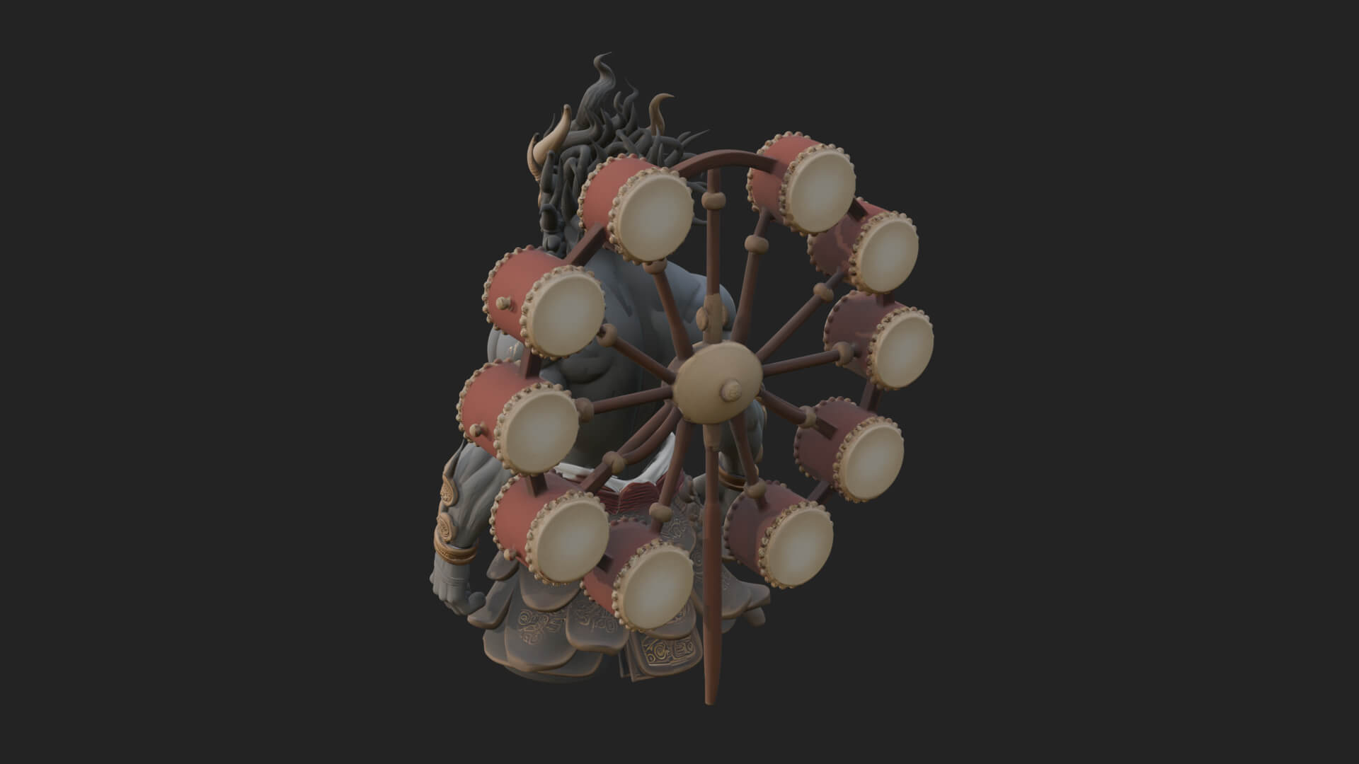 Thunder Drum God Statue Design 1 3D Print Model 3D Model