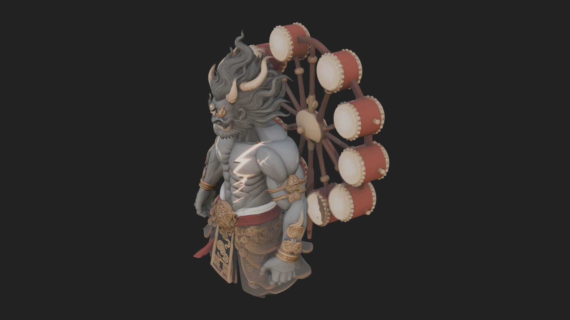 Thunder Drum God Statue Design 1 3D Print Model 3D Model