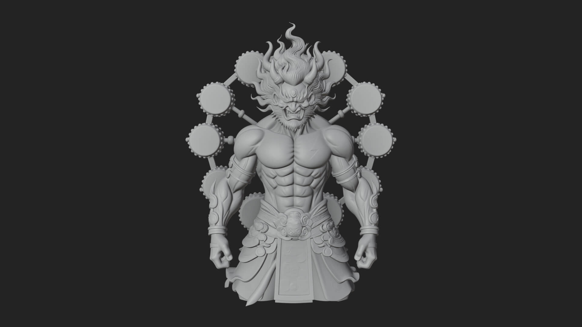 Thunder Drum God Statue Design 1 3D Print Model 3D Model