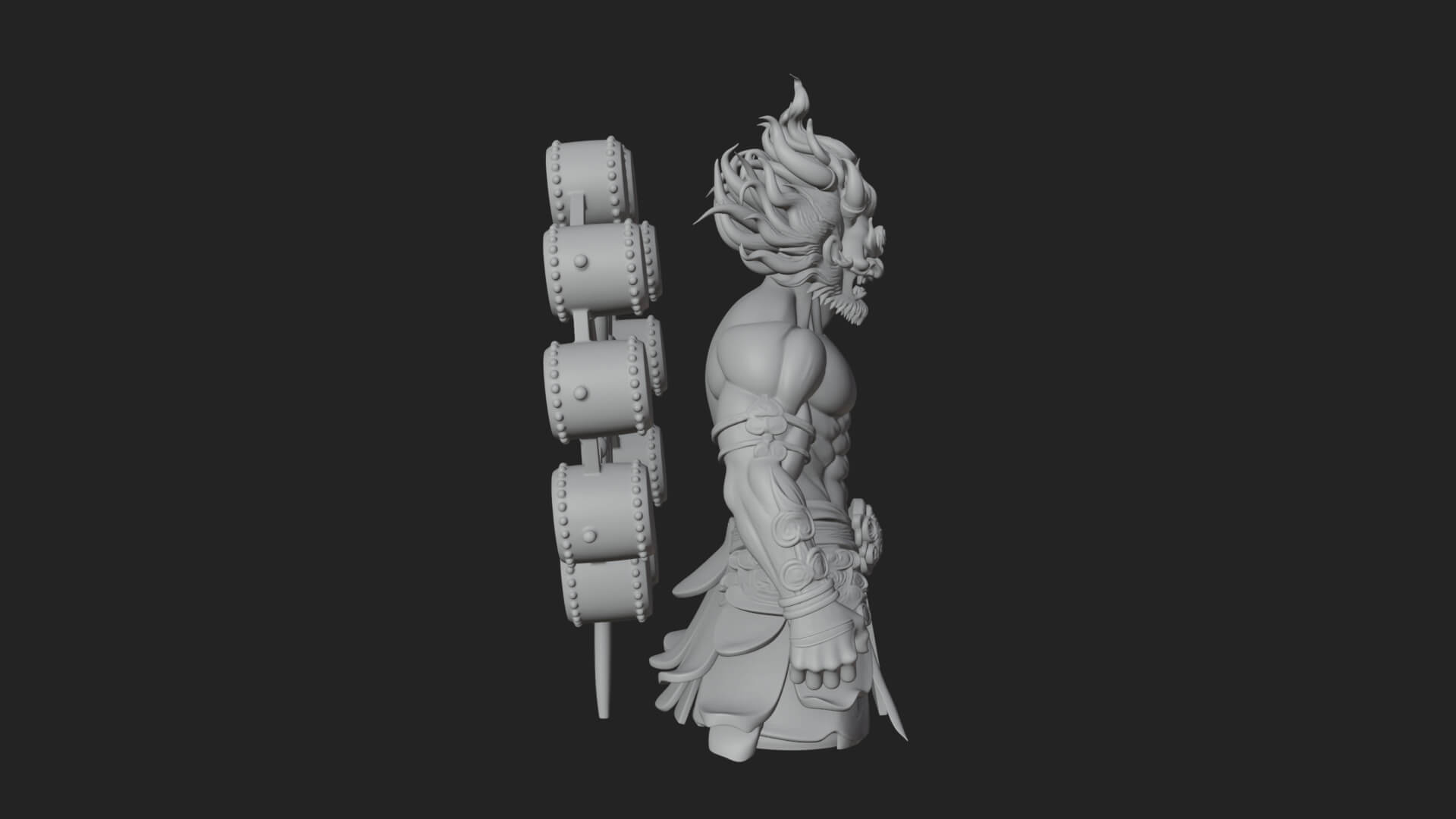 Thunder Drum God Statue Design 1 3D Print Model 3D Model