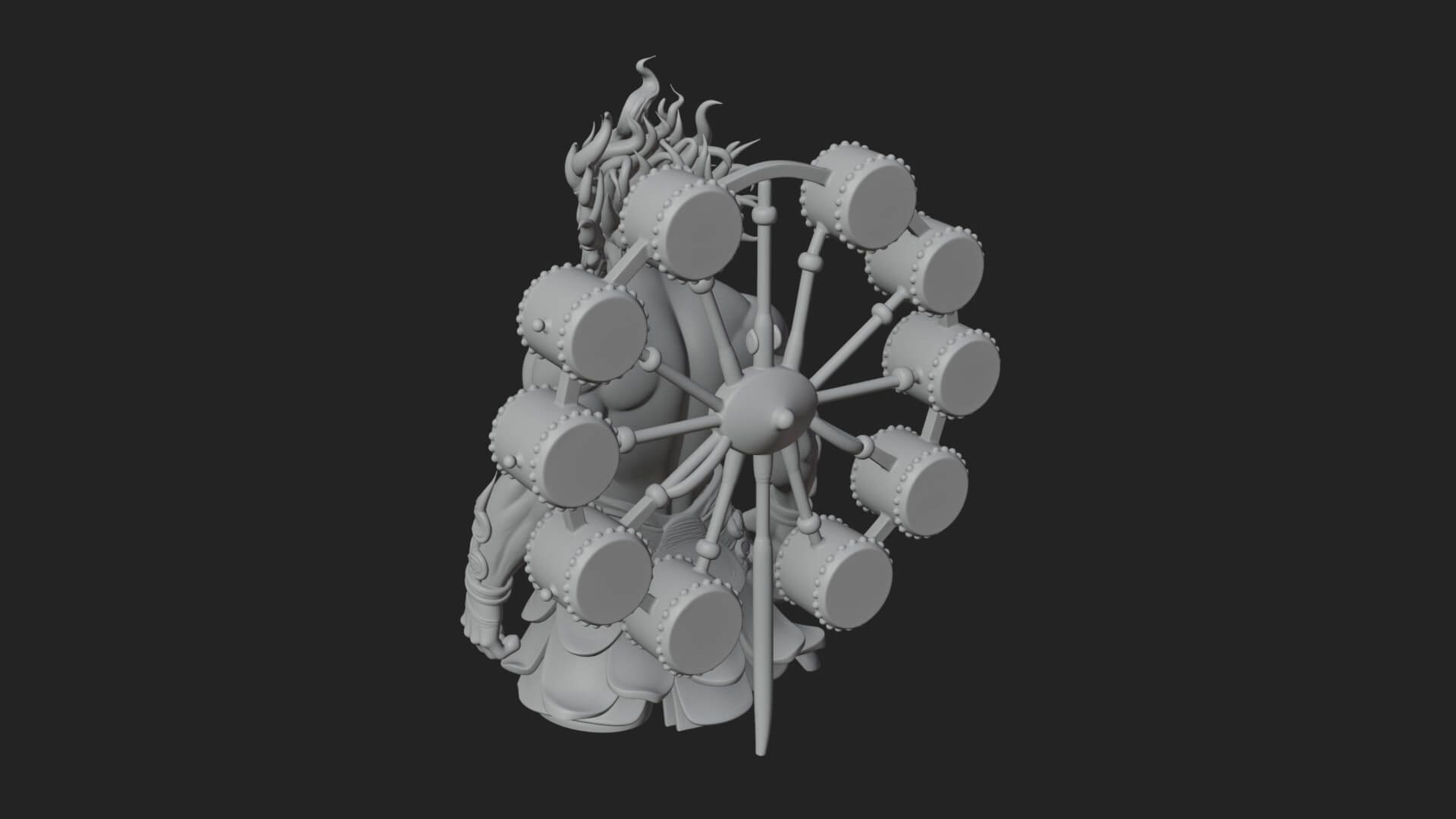 Thunder Drum God Statue Design 1 3D Print Model 3D Model