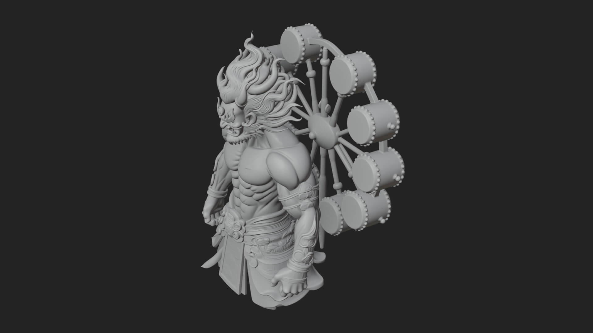 Thunder Drum God Statue Design 1 3D Print Model 3D Model