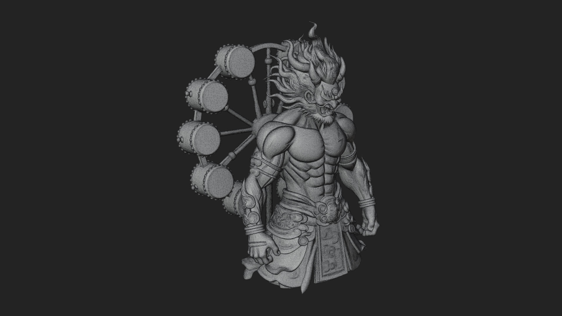 Thunder Drum God Statue Design 1 3D Print Model 3D Model