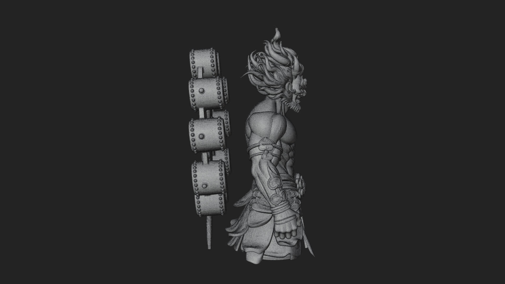Thunder Drum God Statue Design 1 3D Print Model 3D Model
