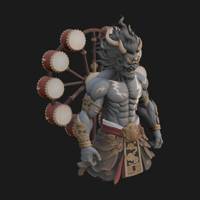 Thunder Drum God Statue Design 1 3D Print Model