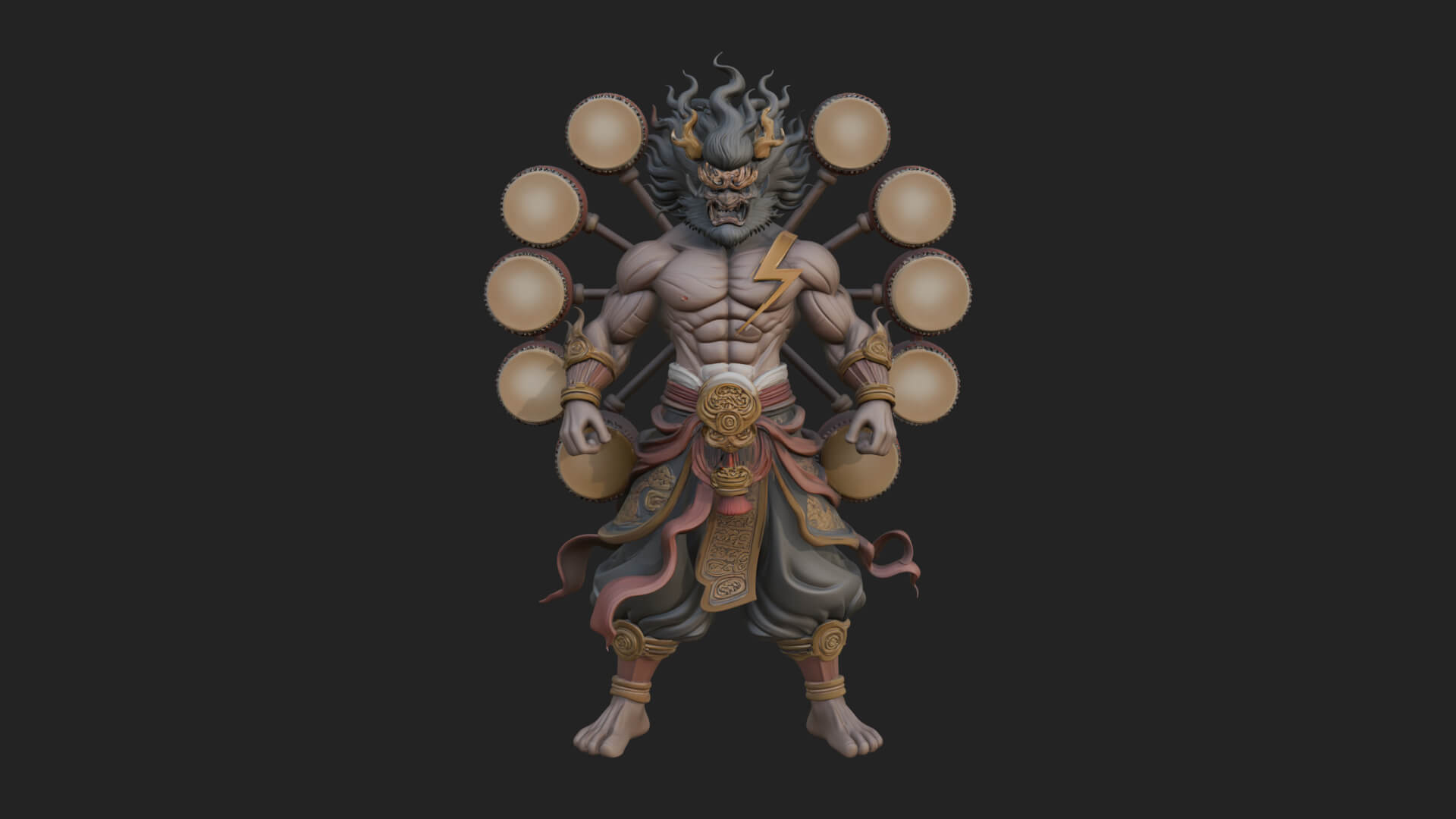 Thunder Drum God Statue Design 2 3D Print Model 3D Model