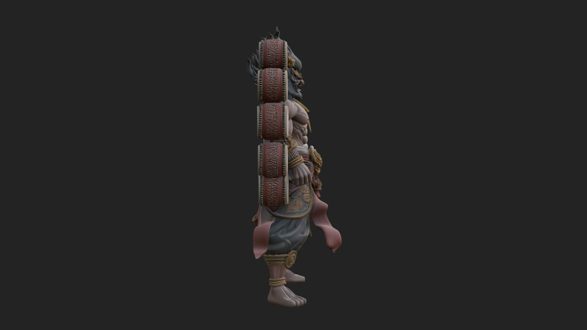 Thunder Drum God Statue Design 2 3D Print Model 3D Model