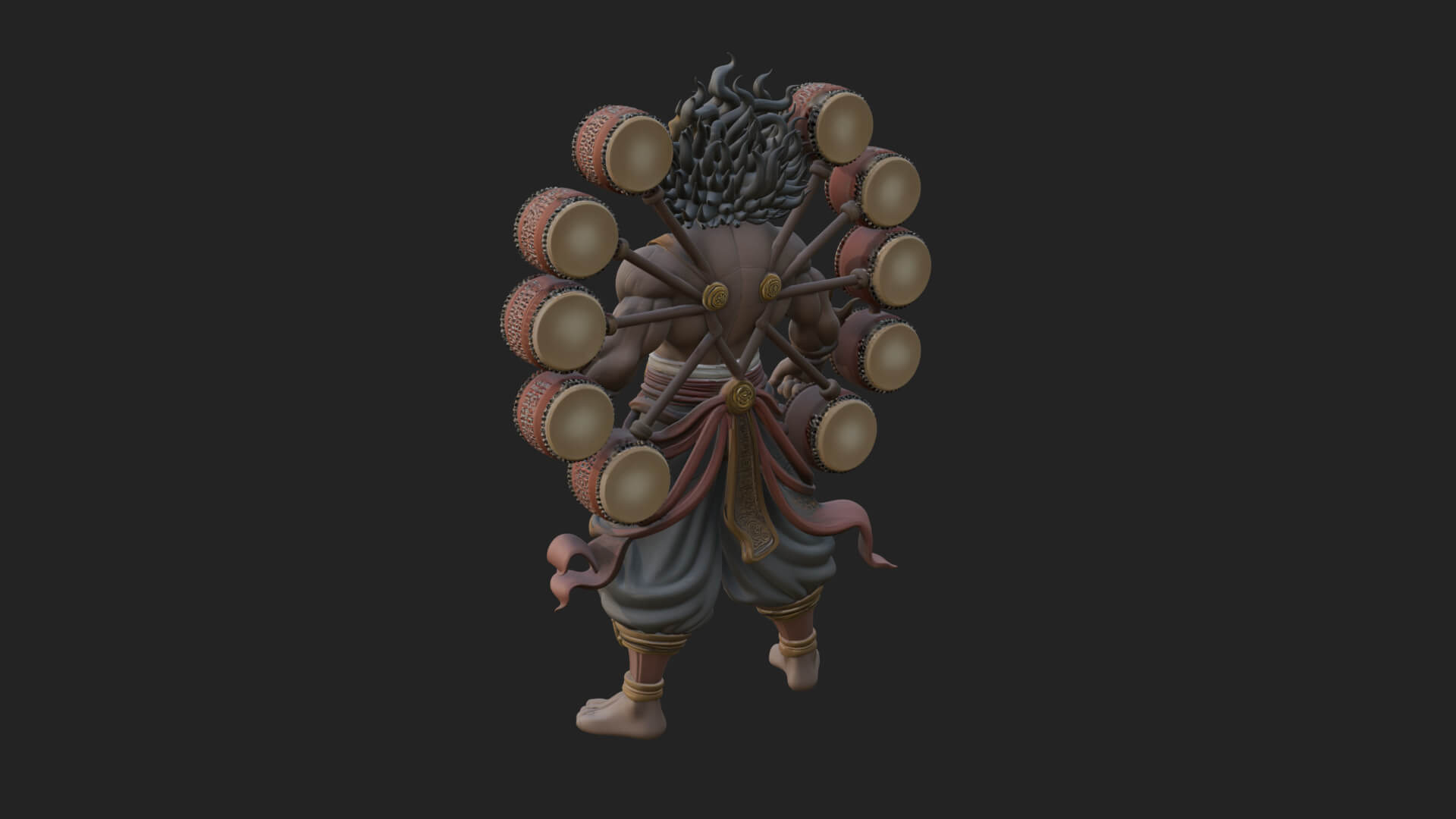 Thunder Drum God Statue Design 2 3D Print Model 3D Model