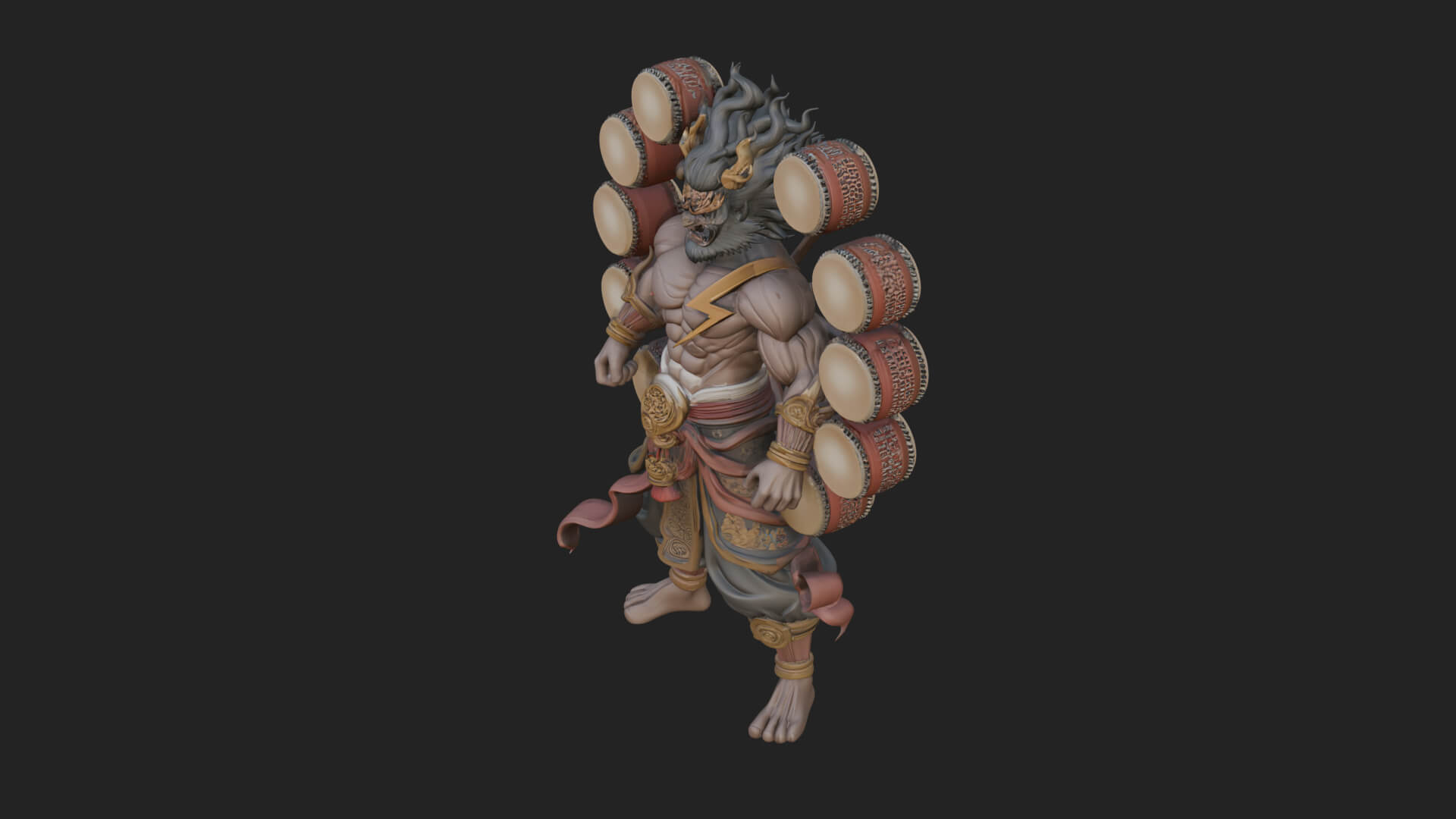 Thunder Drum God Statue Design 2 3D Print Model 3D Model