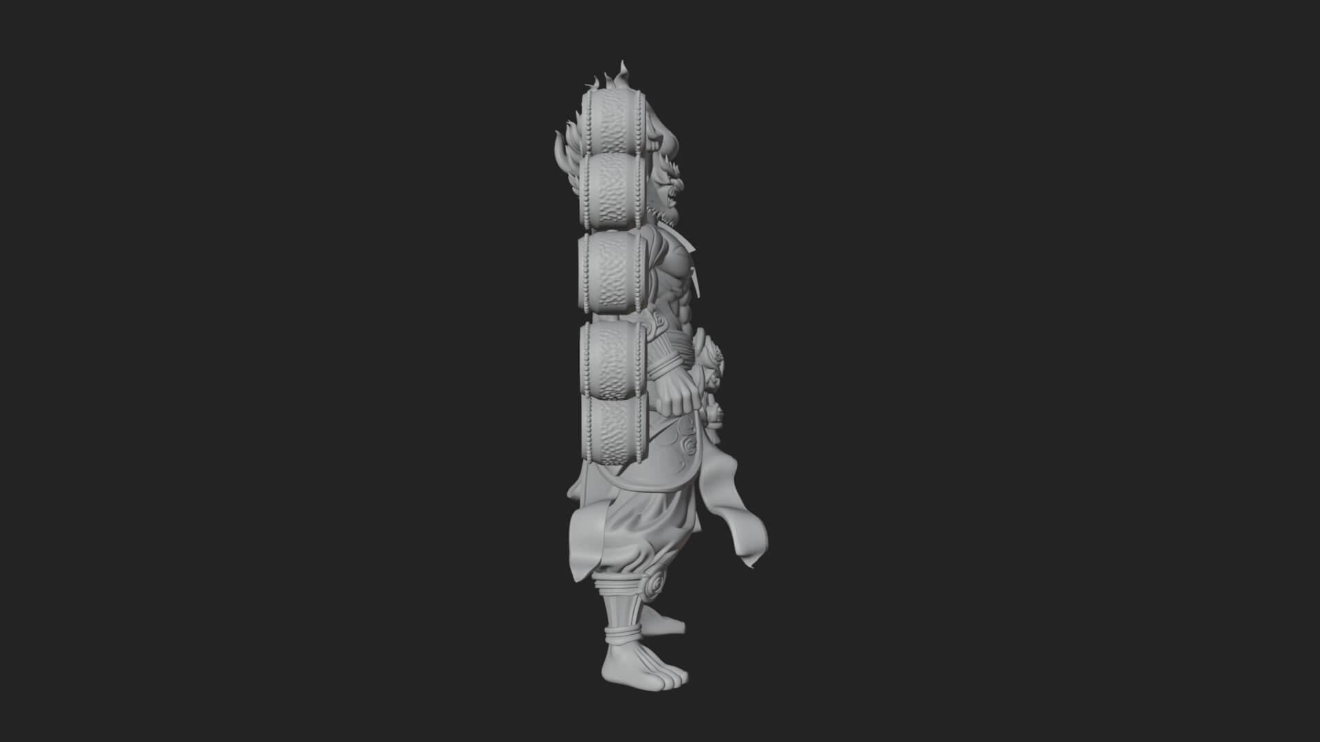 Thunder Drum God Statue Design 2 3D Print Model 3D Model