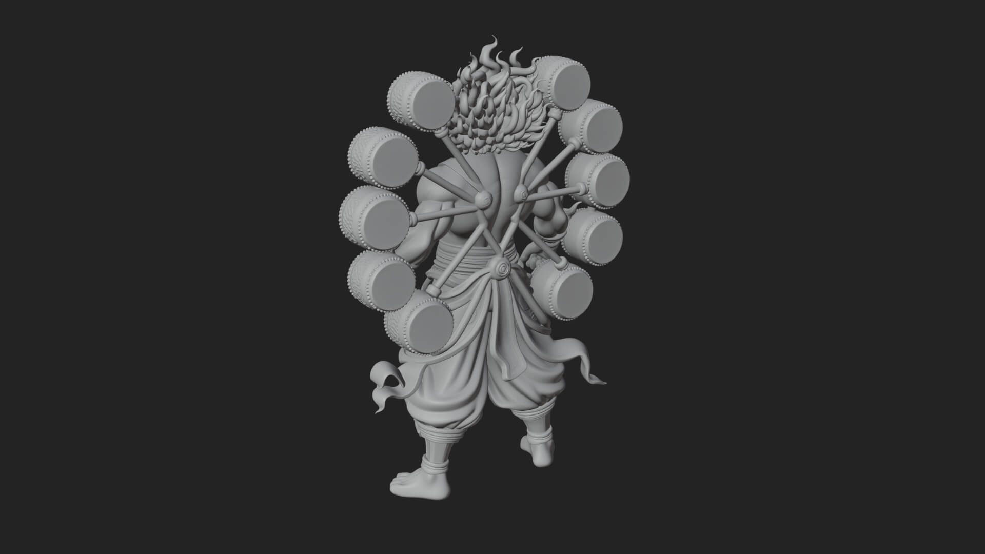 Thunder Drum God Statue Design 2 3D Print Model 3D Model