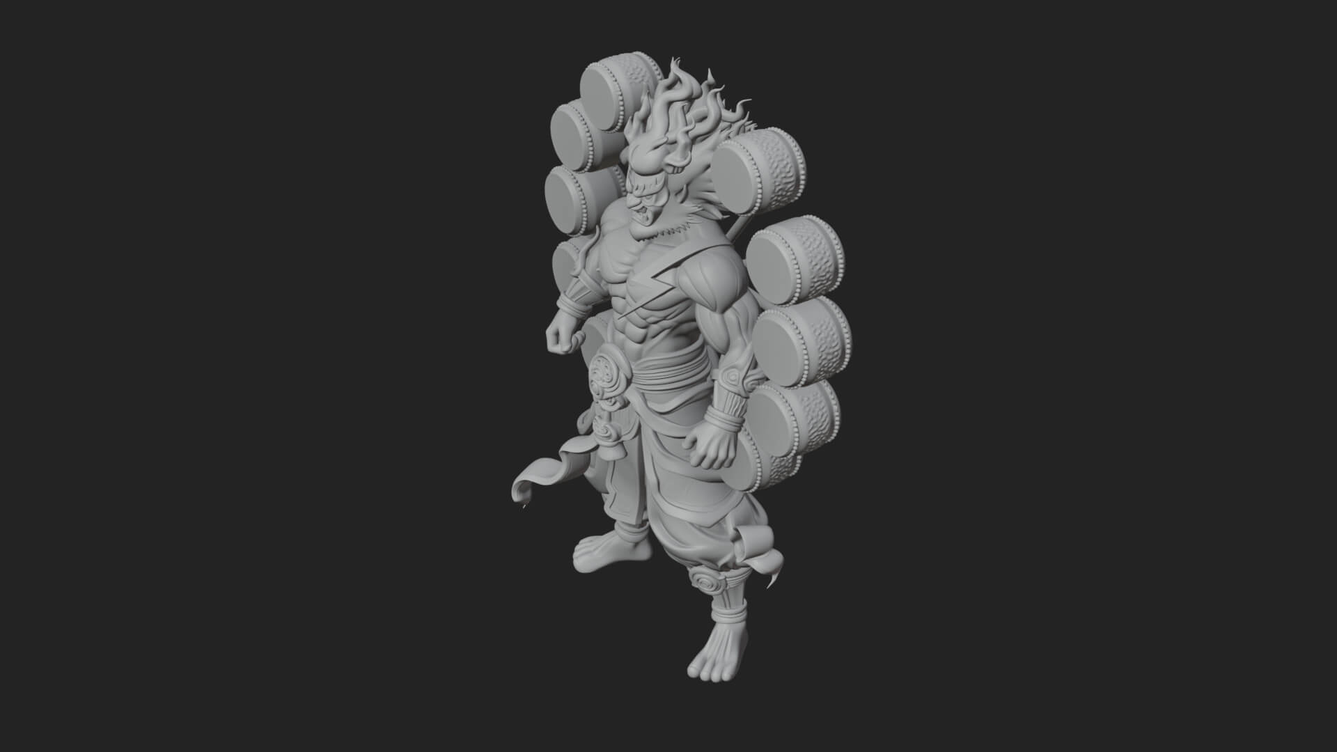Thunder Drum God Statue Design 2 3D Print Model 3D Model
