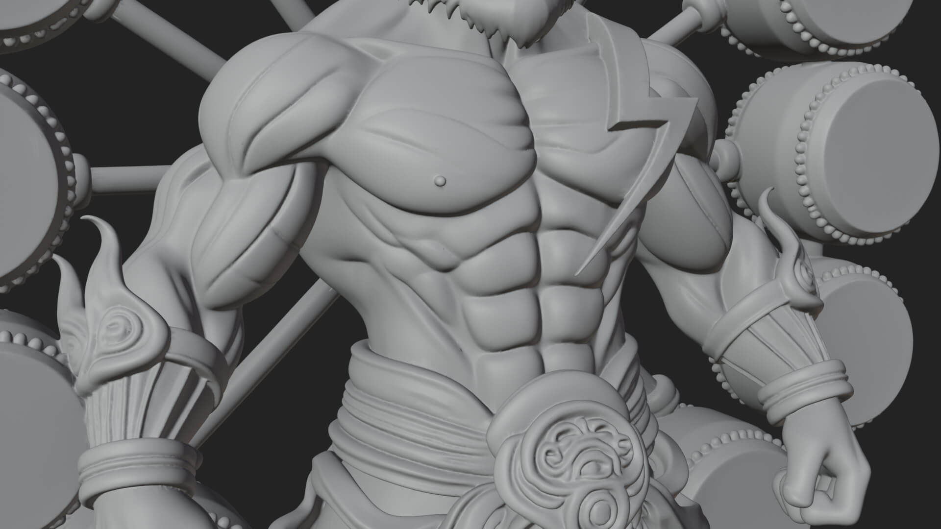 Thunder Drum God Statue Design 2 3D Print Model 3D Model