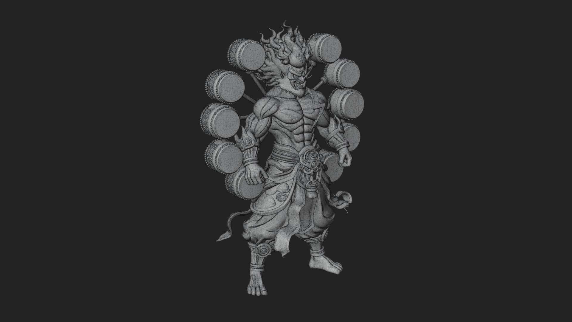 Thunder Drum God Statue Design 2 3D Print Model 3D Model