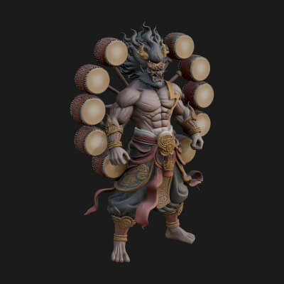 Thunder Drum God Statue Design 2 3D Print Model