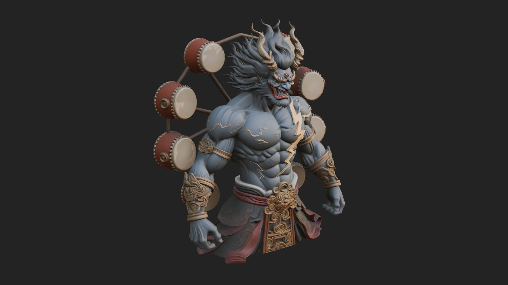 Thunder Drum God Statue Design 3 3D Print Model 3D Model