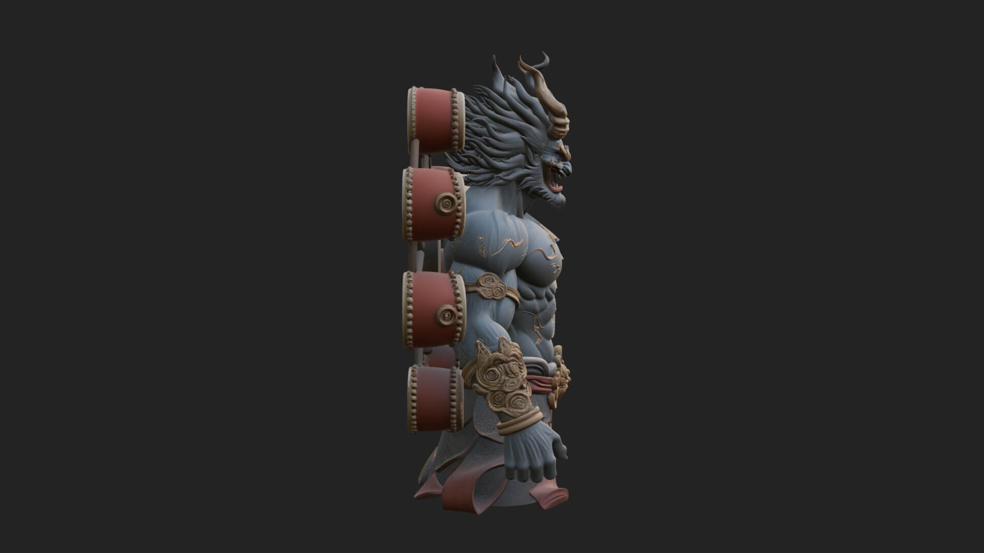 Thunder Drum God Statue Design 3 3D Print Model 3D Model
