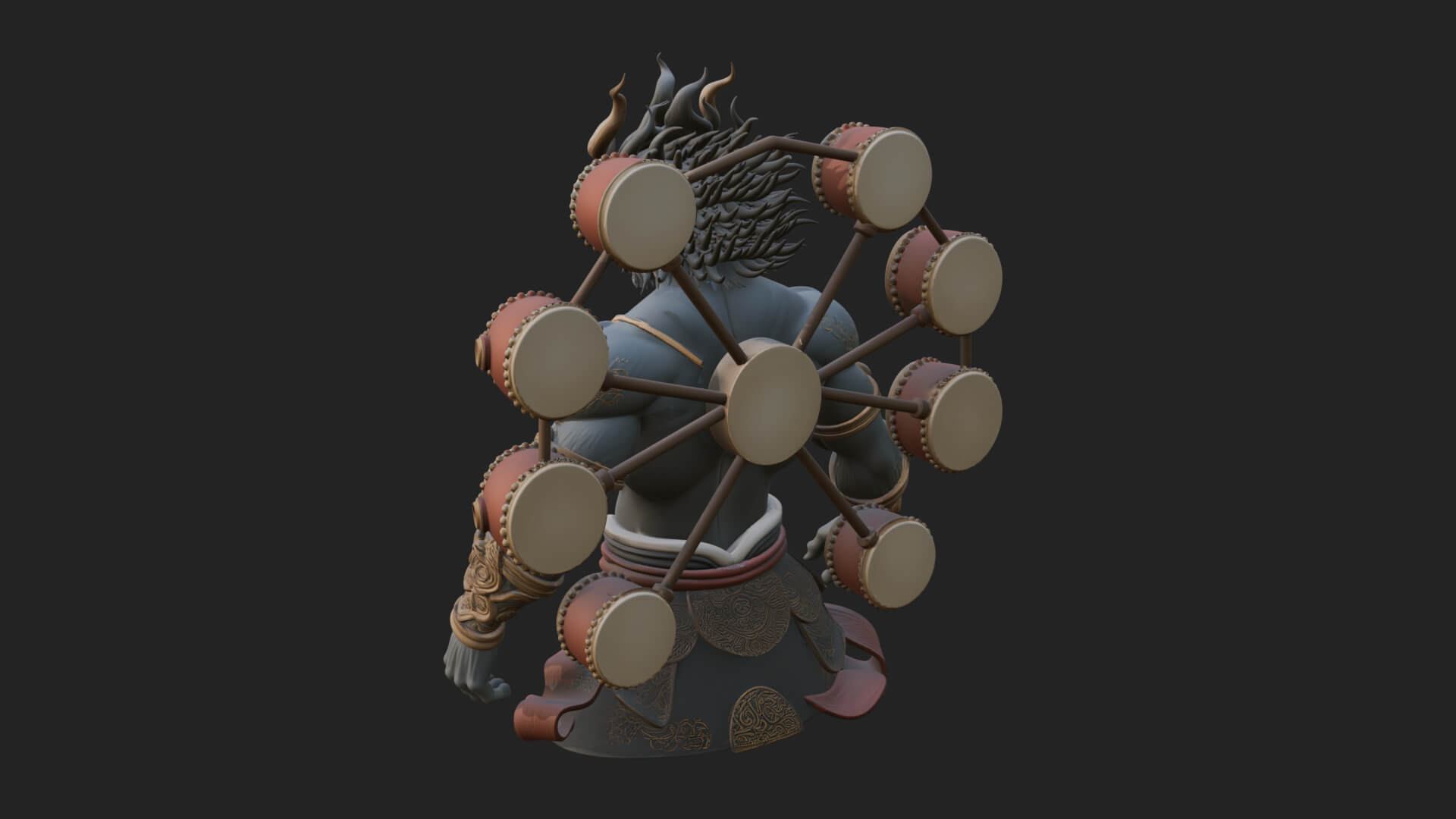 Thunder Drum God Statue Design 3 3D Print Model 3D Model