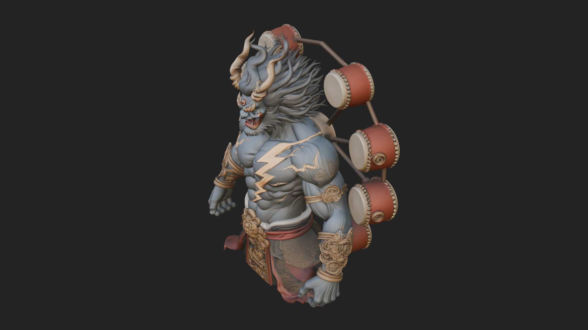 Thunder Drum God Statue Design 3 3D Print Model 3D Model