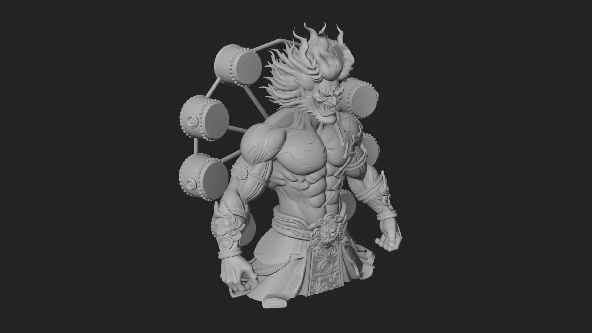 Thunder Drum God Statue Design 3 3D Print Model 3D Model