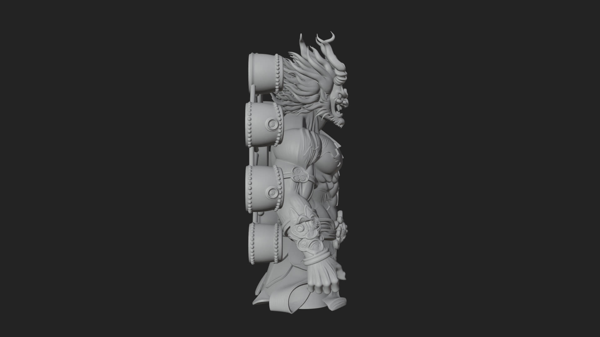 Thunder Drum God Statue Design 3 3D Print Model 3D Model