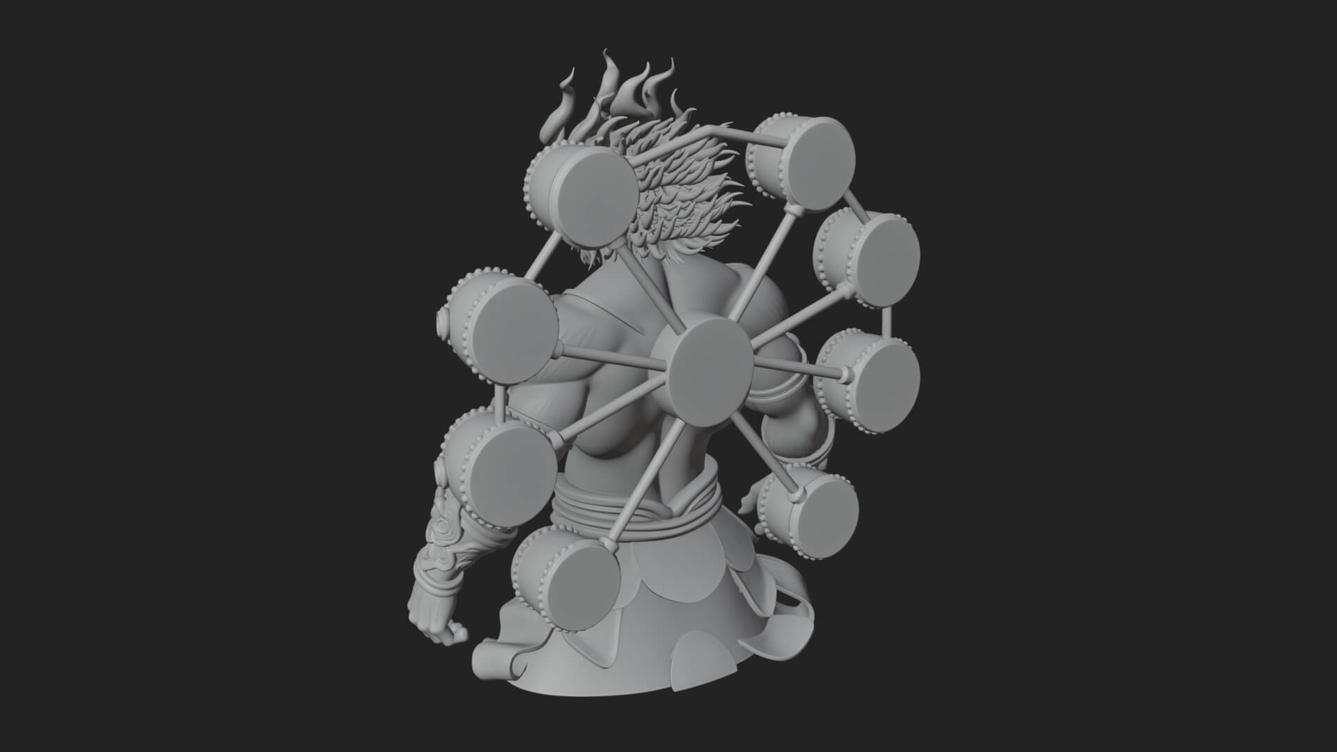 Thunder Drum God Statue Design 3 3D Print Model 3D Model