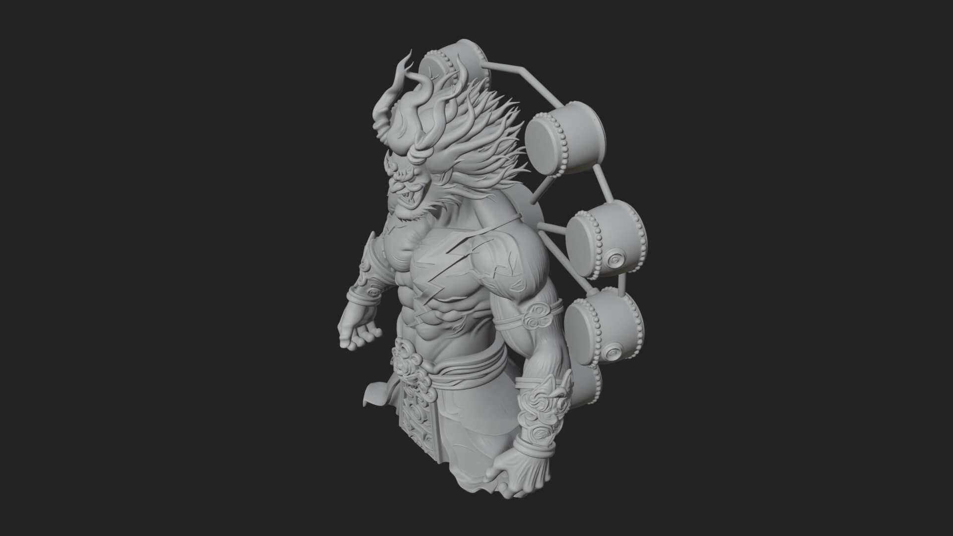 Thunder Drum God Statue Design 3 3D Print Model 3D Model