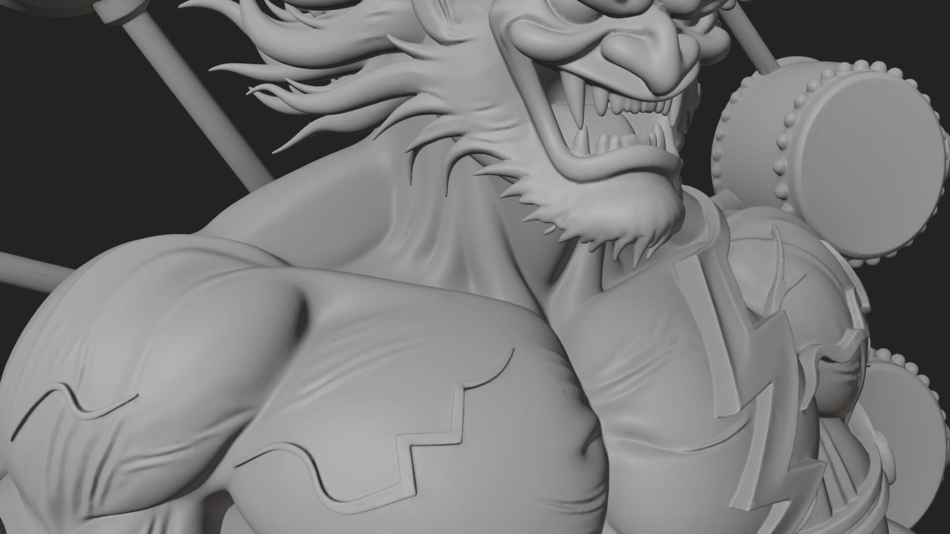 Thunder Drum God Statue Design 3 3D Print Model 3D Model