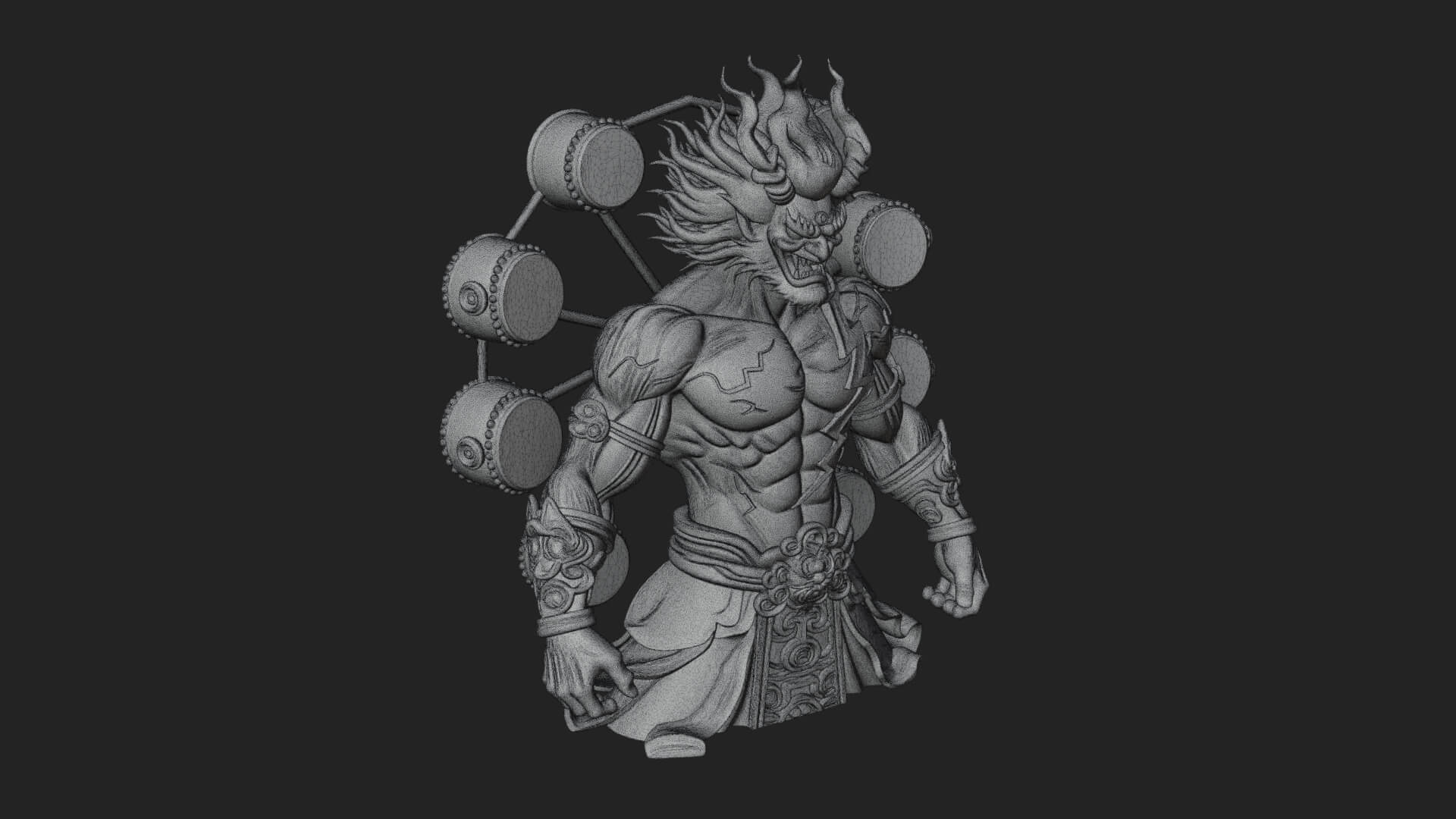 Thunder Drum God Statue Design 3 3D Print Model 3D Model