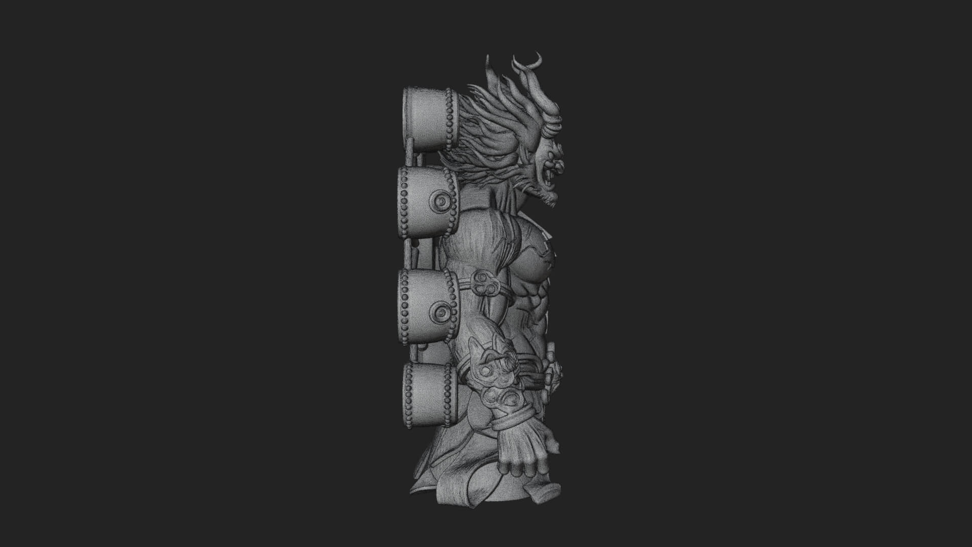 Thunder Drum God Statue Design 3 3D Print Model 3D Model