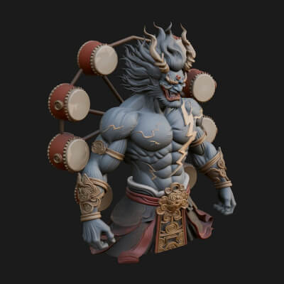 Thunder Drum God Statue Design 3 3D Print Model