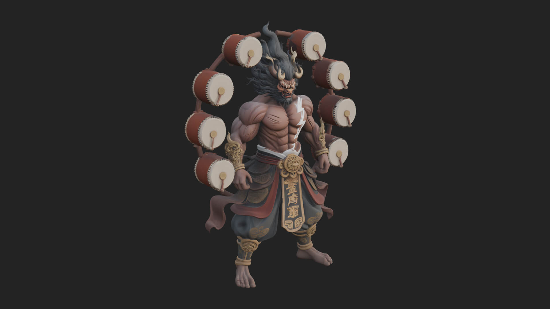 Thunder Drum God Statue Design 4 3D Print Model 3D Model