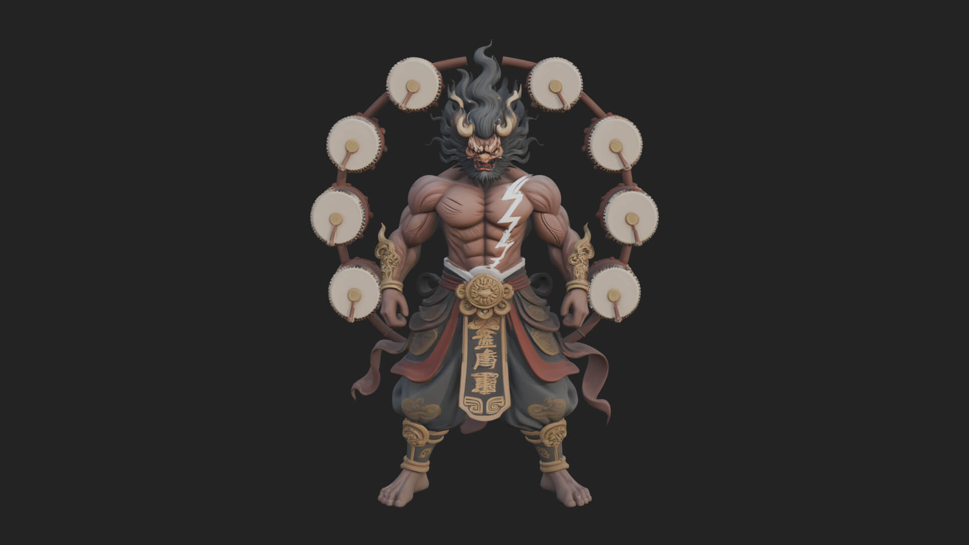 Thunder Drum God Statue Design 4 3D Print Model 3D Model