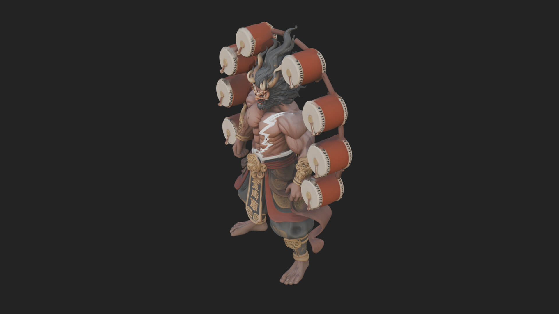 Thunder Drum God Statue Design 4 3D Print Model 3D Model