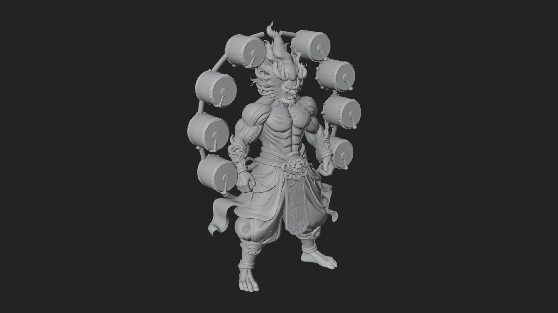 Thunder Drum God Statue Design 4 3D Print Model 3D Model