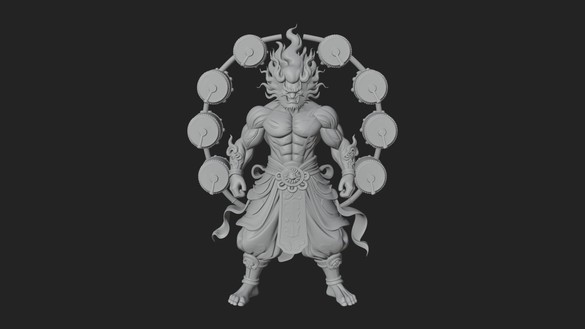 Thunder Drum God Statue Design 4 3D Print Model 3D Model