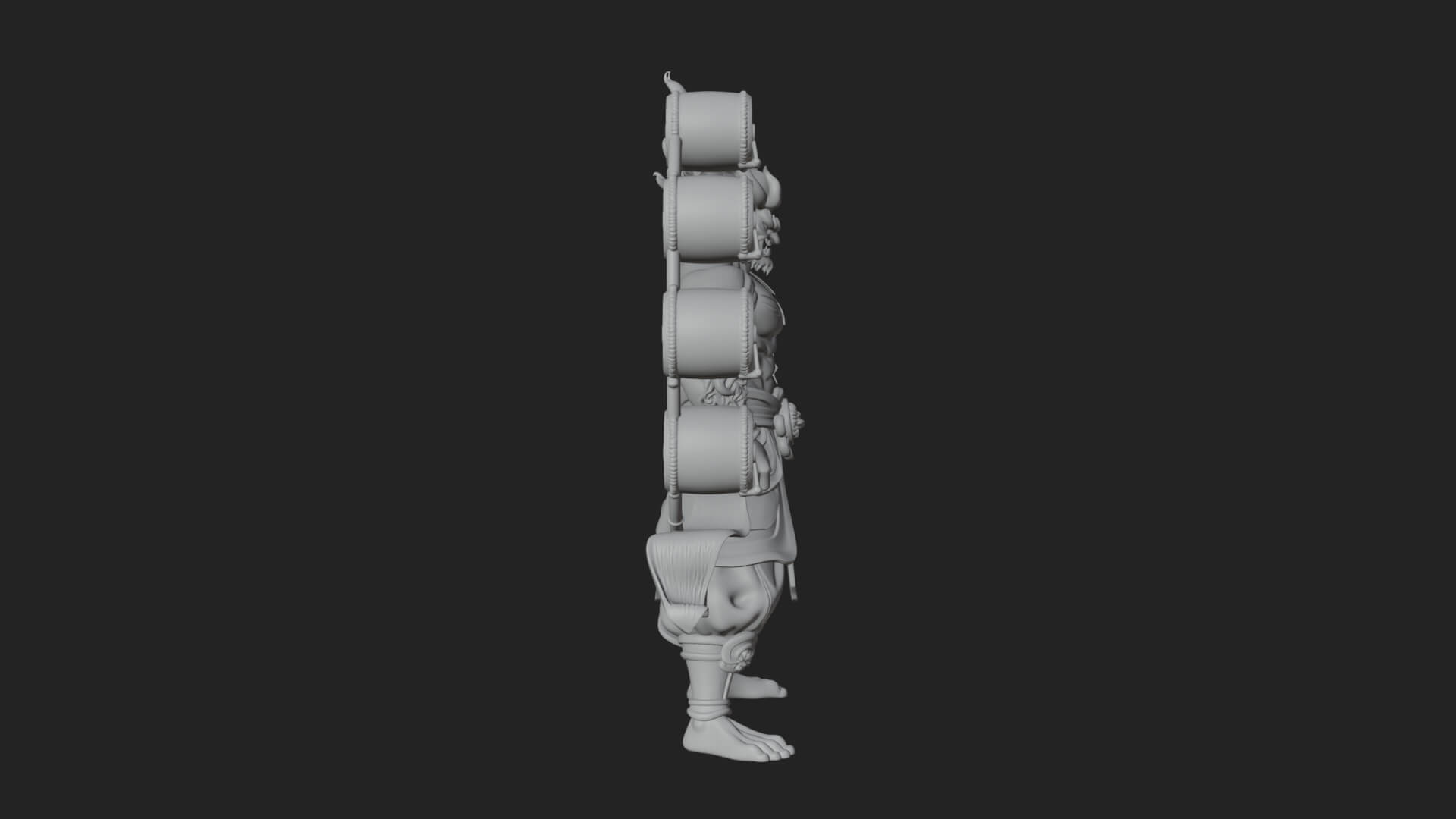 Thunder Drum God Statue Design 4 3D Print Model 3D Model