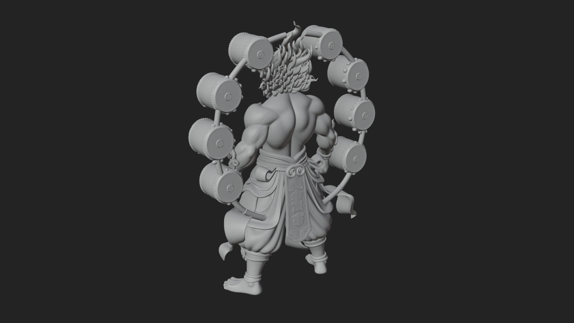 Thunder Drum God Statue Design 4 3D Print Model 3D Model