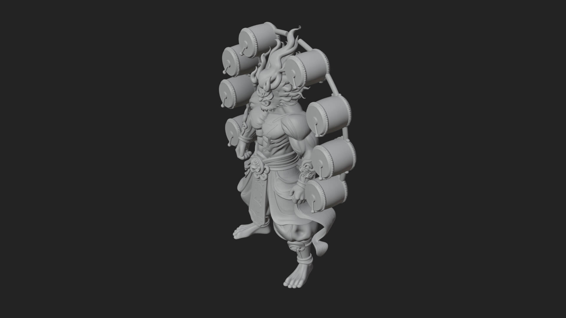 Thunder Drum God Statue Design 4 3D Print Model 3D Model