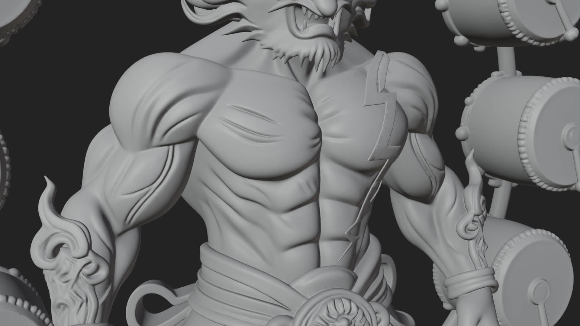 Thunder Drum God Statue Design 4 3D Print Model 3D Model