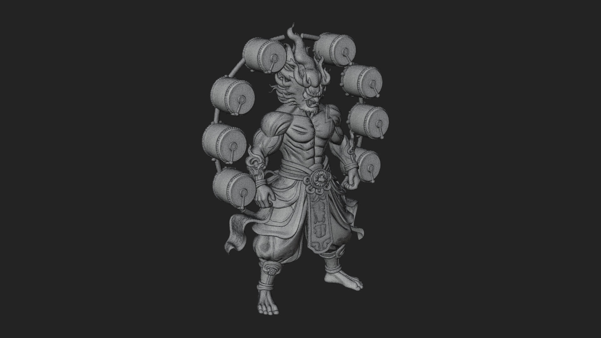 Thunder Drum God Statue Design 4 3D Print Model 3D Model