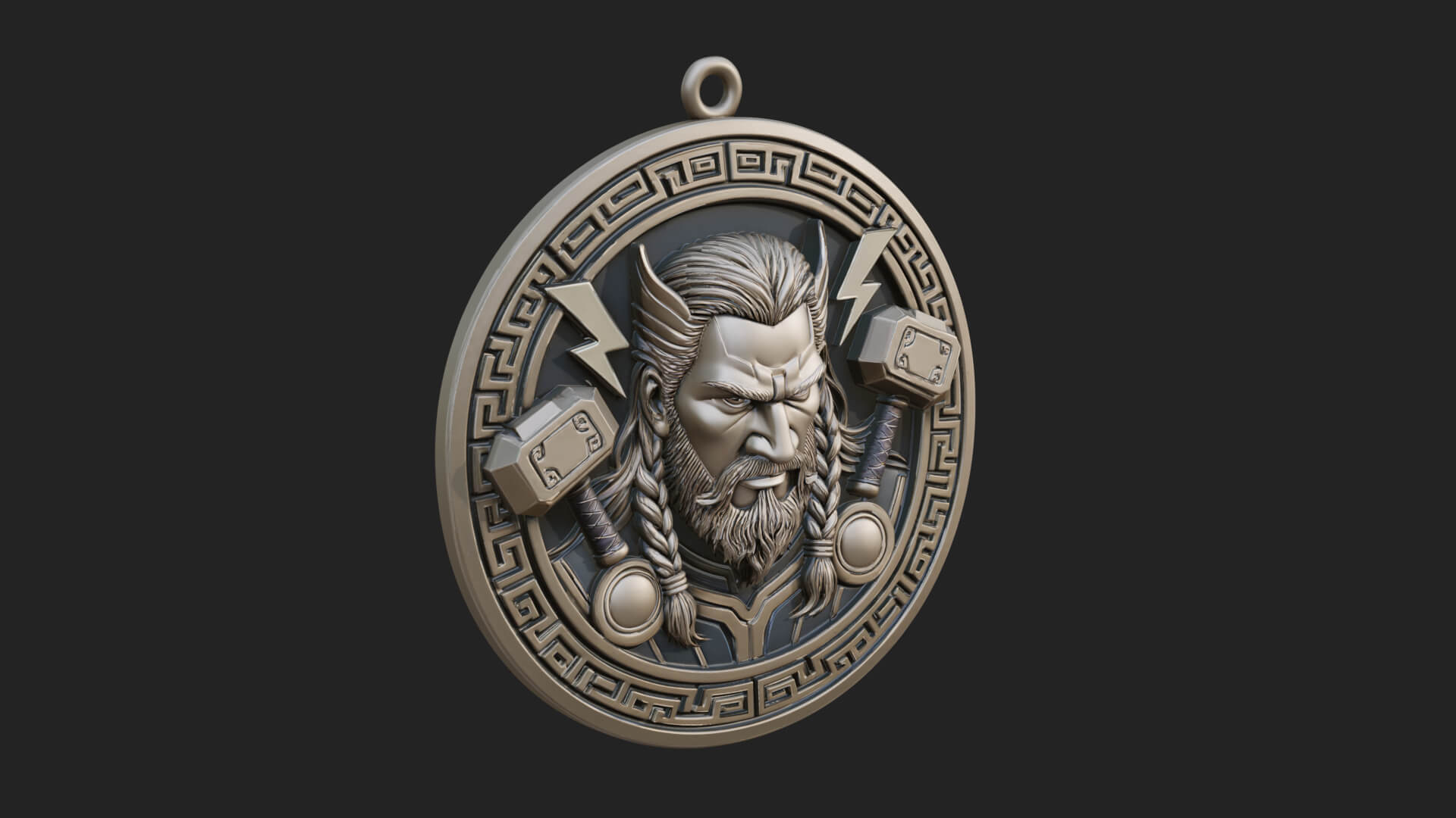 Thunder God Oval Relief Plaque Design 1 3D Print Model 3D Model