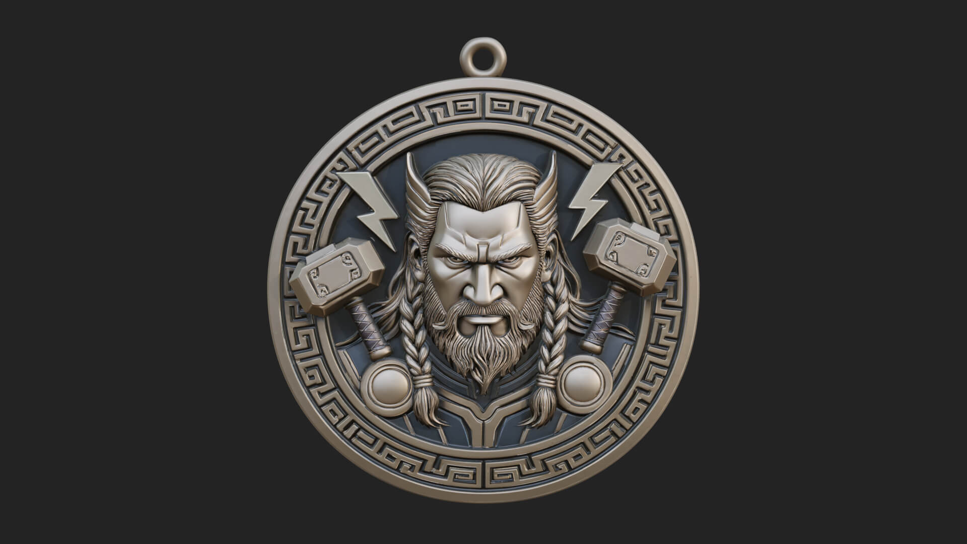 Thunder God Oval Relief Plaque Design 1 3D Print Model 3D Model