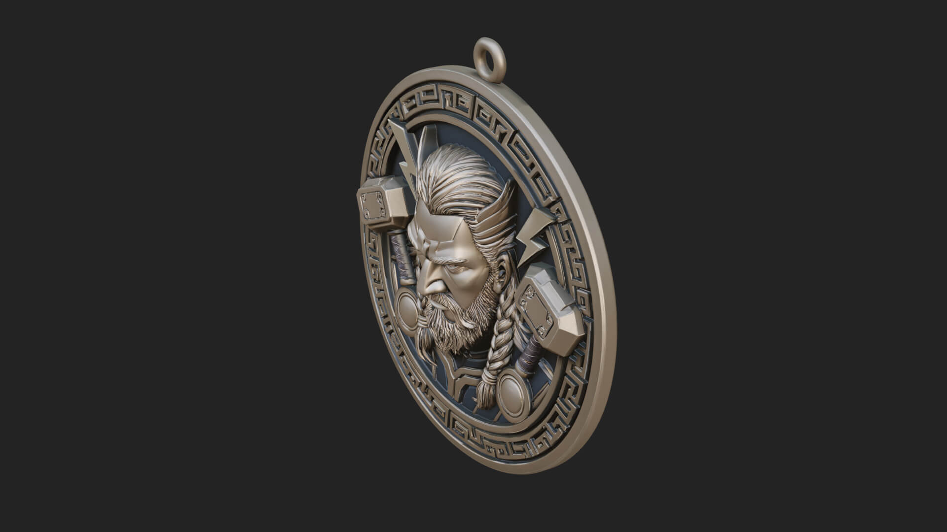 Thunder God Oval Relief Plaque Design 1 3D Print Model 3D Model