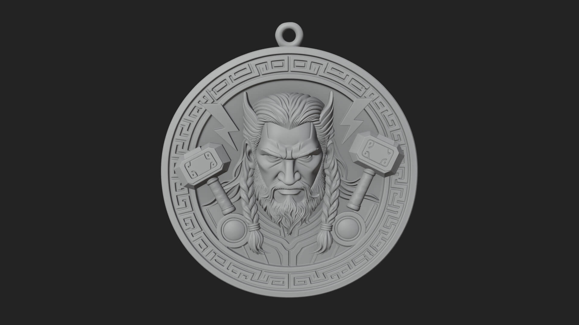 Thunder God Oval Relief Plaque Design 1 3D Print Model 3D Model
