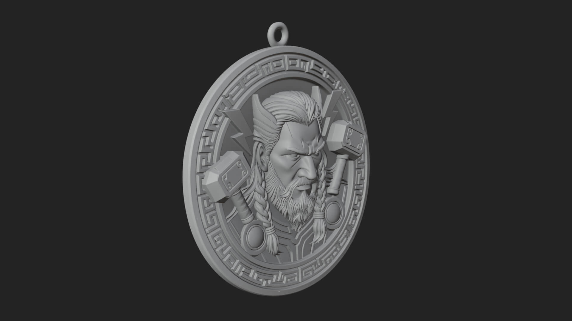 Thunder God Oval Relief Plaque Design 1 3D Print Model 3D Model