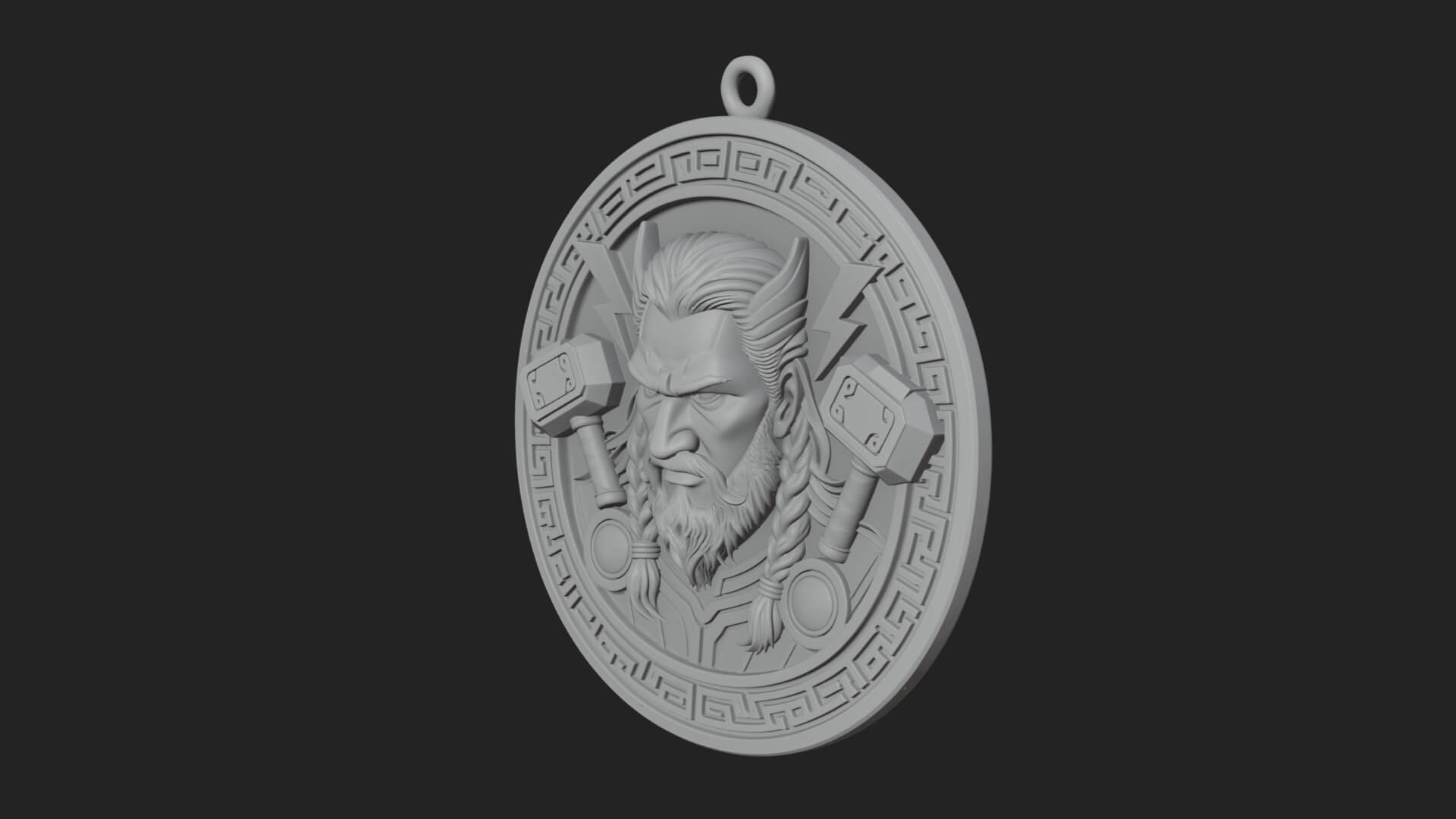 Thunder God Oval Relief Plaque Design 1 3D Print Model 3D Model