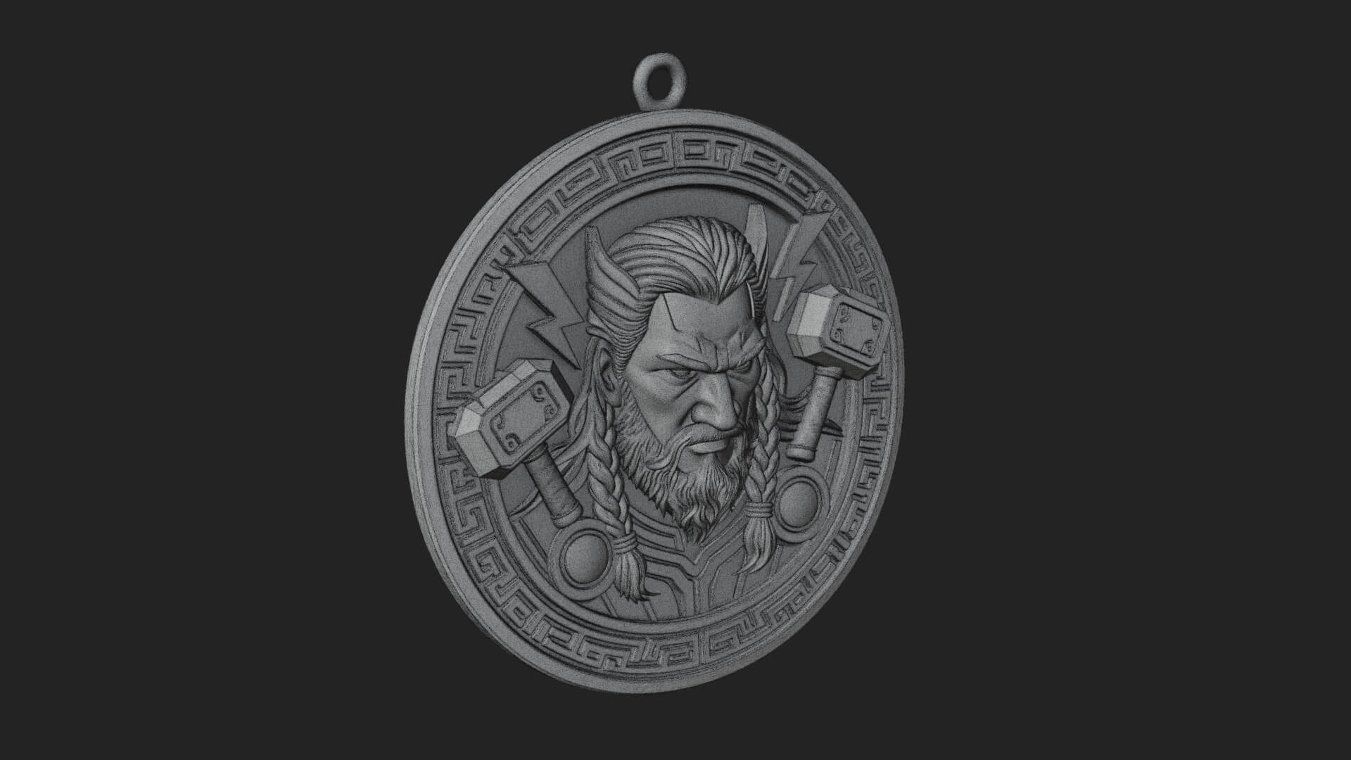 Thunder God Oval Relief Plaque Design 1 3D Print Model 3D Model