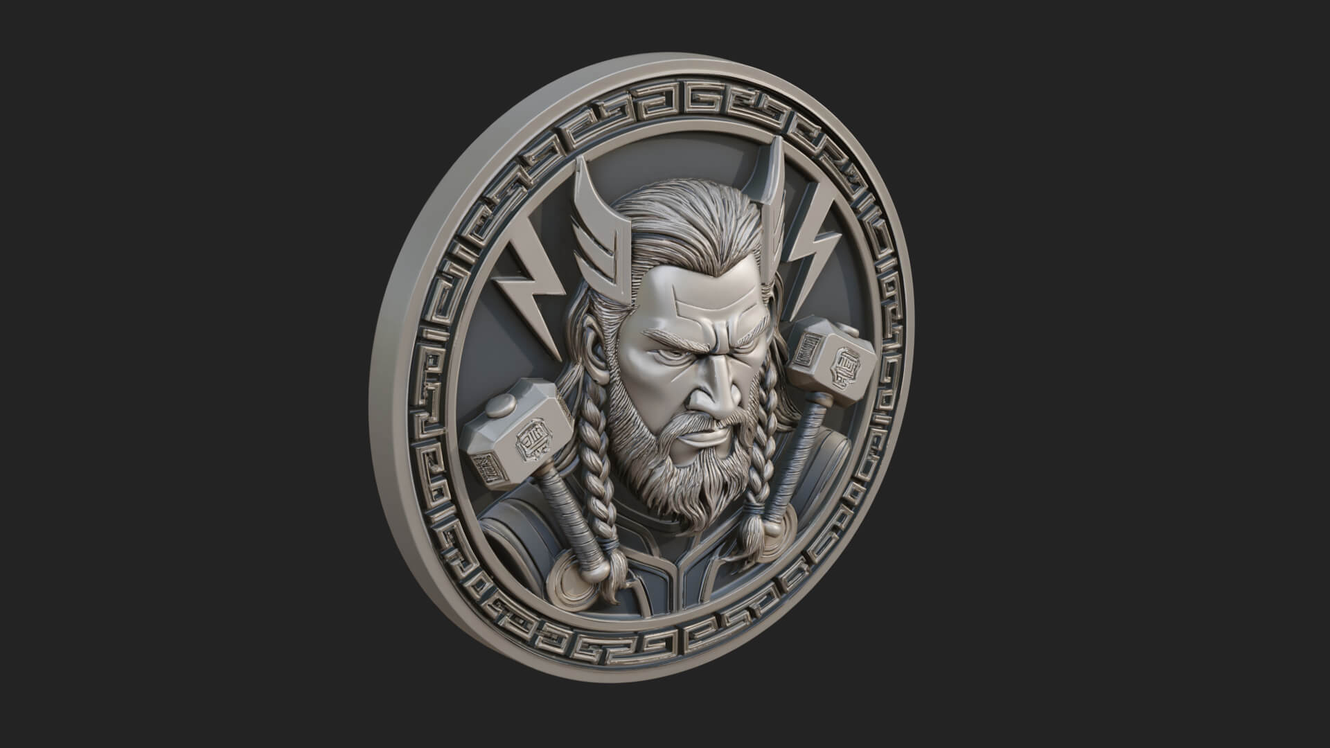 Thunder God Oval Relief Plaque Design 3 3D Print Model 3D Model